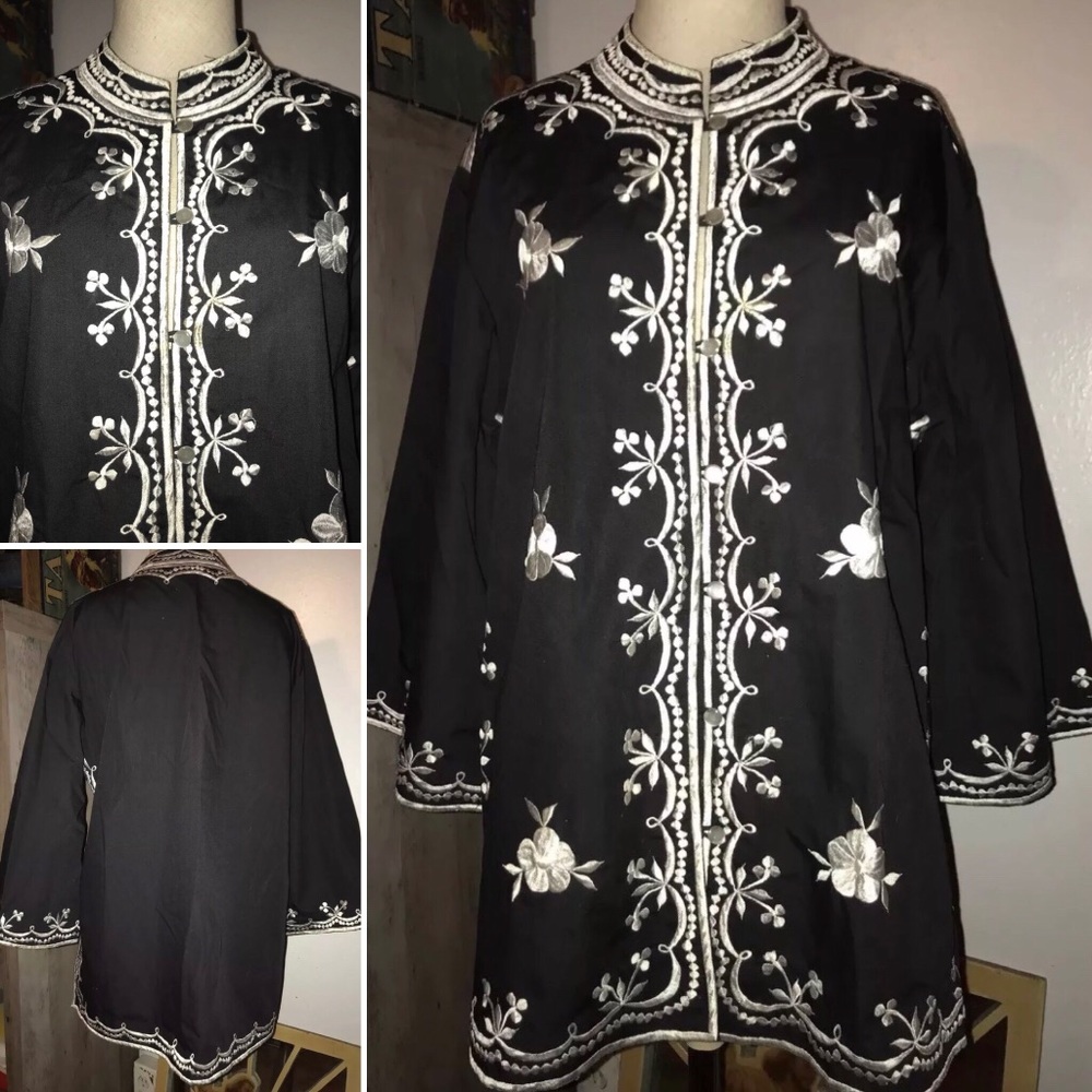 VTG 60s Embroidered Floral Mandarin Collar Jacket